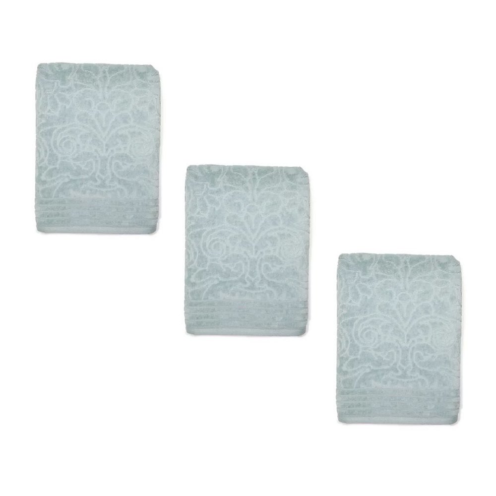 3 SLATE Broyhill Jacquard-Pattern Textured Velour 100% Cotton Bat…